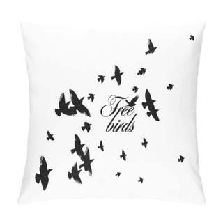 Personality  A Flock Of Flying Birds. Vector Illustration Pillow Covers