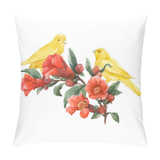Personality  Birds And Flowers Watercolor Composition Pillow Covers