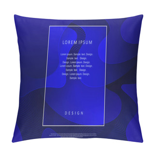 Personality  Blue Dark Background With Gradient, Abstract Oval Shapes, Thin Wavy Stripes Pillow Covers