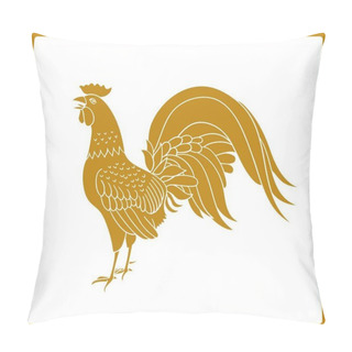 Personality  Golden Rooster Isolated On White Background Pillow Covers