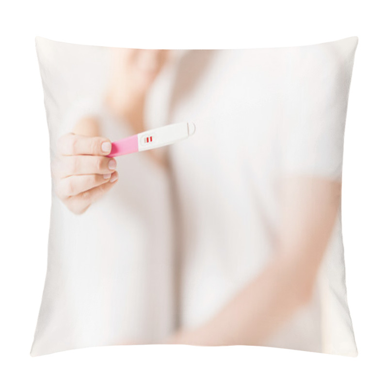 Personality  Woman And Man Hands With Pregnancy Test Pillow Covers