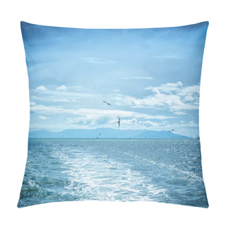 Personality  Amazing Seascape With Flying Seagulls And Cloudy Sky  Pillow Covers