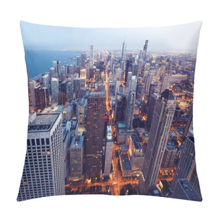 Personality  Aerial View Of Chicago Downtown Pillow Covers
