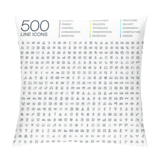 Personality  Vector Illustration Of 500 Thin Line Web Icons Pillow Covers