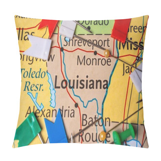 Personality  Louisiana State On The Map Of USA Pillow Covers