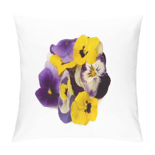 Personality  Purple And Yellow Edible Flowers Isolated On A White Background. Pillow Covers