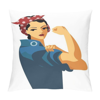 Personality  Feminist Girl Holding Her Arm Pillow Covers