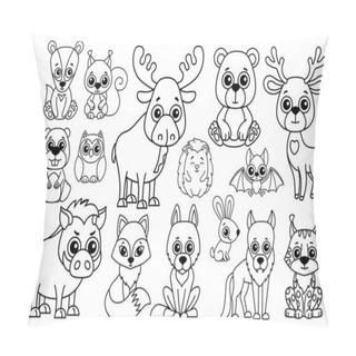 Personality  Cute Black And White Zoo And Forest Animals In A Cartoon Style For Laser Cut Or Print Pillow Covers