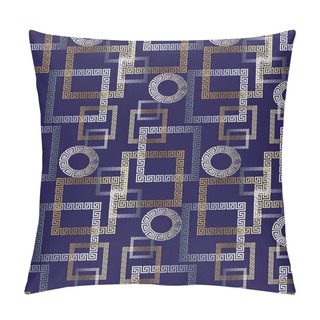 Personality  Check Geometric Meander Greek Key Seamless Pattern Pillow Covers