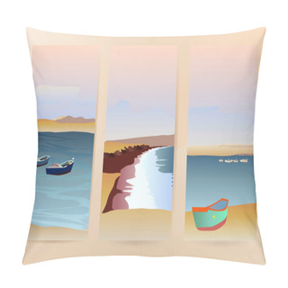 Personality  Vector Travel Poster Of Peru Handmade Drawing Vector Illustration Retro Style Flat Design Pillow Covers