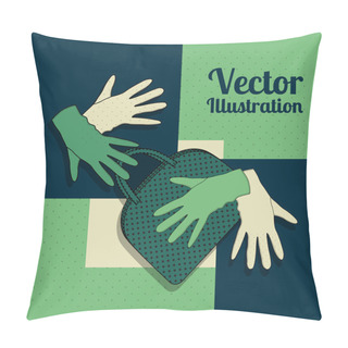 Personality  Vector Background With Gloves And Handbag Pillow Covers