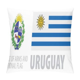 Personality  Vector Set Of The Coat Of Arms And National Flag Of Uruguay Pillow Covers