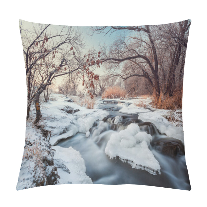 Personality  Winter forest. River Krinka (Ukraine) pillow covers