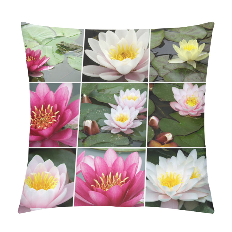 Personality  Collage of water lilies from nine photos pillow covers