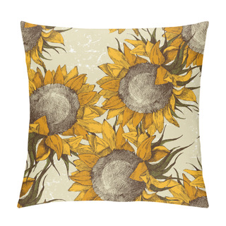 Personality  Seamless Ornament With Sunflowers Pillow Covers