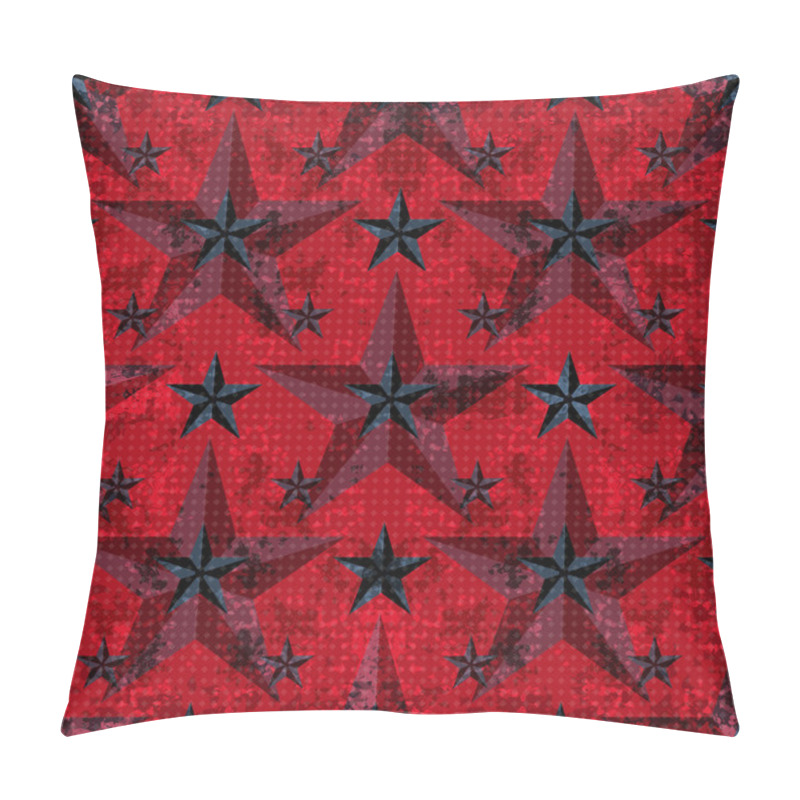 Personality  Black And Red Stars On A Red Background. Seamless Pattern. Vector Illustration. Grunge Effect Pillow Covers