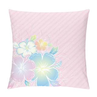 Personality  Bouquet Of Hibiscus On Pink Background Pillow Covers
