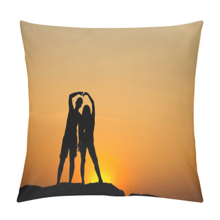 Personality  Silhouette Of Attractive Confident Half Naked Man And Woman Hold Pillow Covers