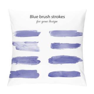 Personality  Watercolor Hand Drawn Blue And Violet Brush Strokes Pillow Covers