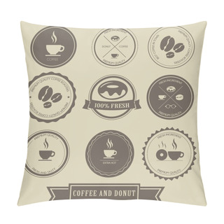 Personality  Coffee And Donut Label Design Pillow Covers