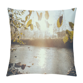 Personality  Dramatic Shot Of Mountain River In Vorokhta Town In Sunny Morning, Carpathians, Ukraine Pillow Covers