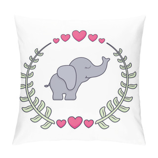 Personality  Cute And Little Elephant With Wreath And Hearts Pillow Covers