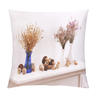 Personality  Still Life Of Dried Flowers On White Wall Background Pillow Covers
