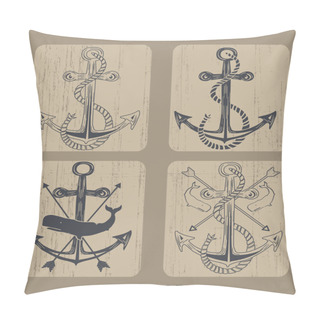 Personality  Heraldic Set Of Ships Anchor Icons Pillow Covers