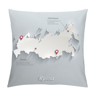 Personality  Russia Map Blue White Card Paper 3D Vector Pillow Covers