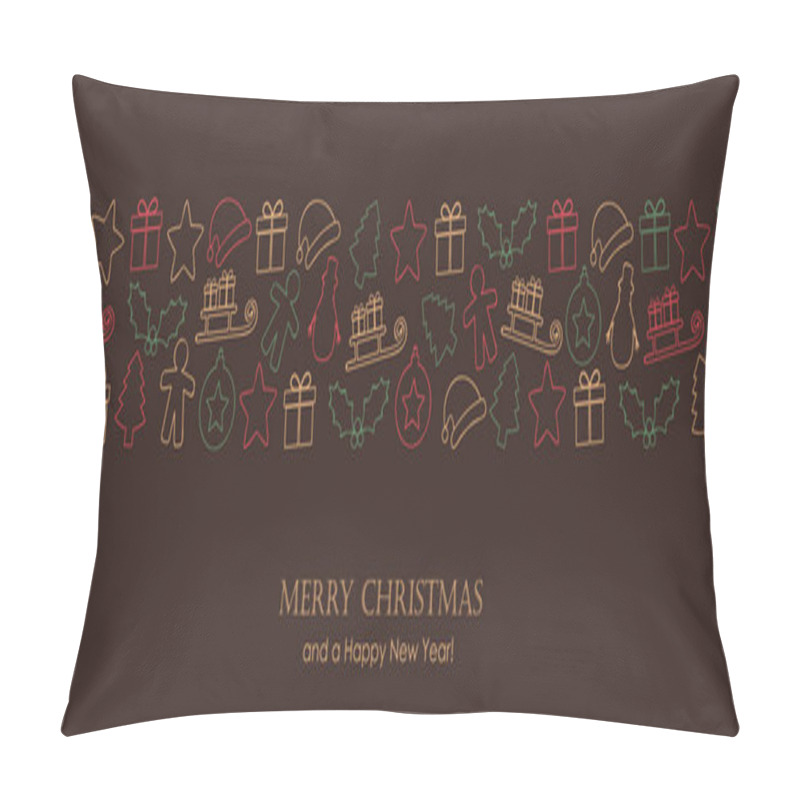 Personality  colorful christmas card with winter decoration border pillow covers