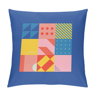 Personality  Brutalism Art Inspired Abstract Vector Pattern Made With Simple Geometric Shapes And Forms. Bold Form Graphic Design, Useful For Web Art, Invitation Cards, Posters, Prints, Textile, Backgrounds. Pillow Covers