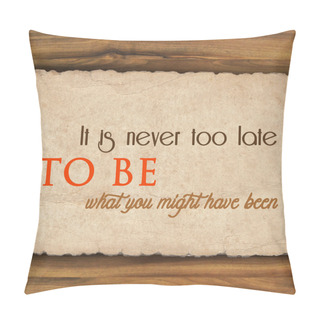 Personality  Inspirational Quote On  Grunge Paper Against Wood Background Pillow Covers