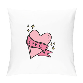 Personality  Stylish Trendy Sticker With Heart And Text, Single Image On White Background. Vector Illustration. Pillow Covers