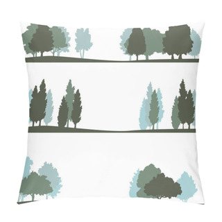 Personality  Set Of Different Landscape With Trees Pillow Covers
