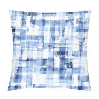 Personality  Abstract Grunge Cross Geometric Shapes Contemporary Art Blue Color Seamless Pattern Background. Watercolor Hand Drawn Colorful Brush Strokes Texture. Watercolour Print For Textile, Wallpaper, Wrapping Pillow Covers