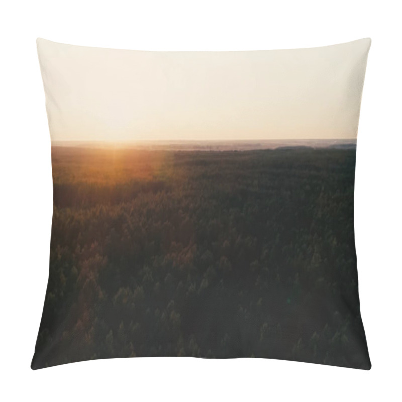 Personality  Aerial view of sunset sky and forest  pillow covers