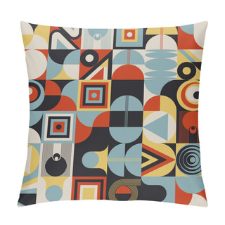 Personality  Modern Art Pattern Inspired By Bauhaus Design Made With Abstract Geometric Shapes And Bold Forms. Digital Graphics Elements For Poster, Cover, Art, Presentation, Prints, Fabric, Wallpaper And Etc. Pillow Covers