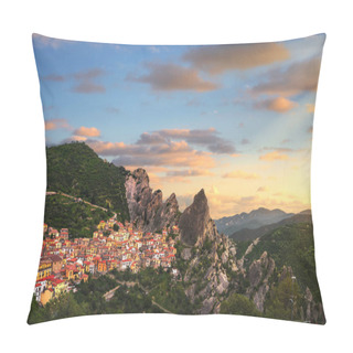 Personality  Castelmezzano Village In Apennines Dolomiti Lucane. Basilicata, Italy. Pillow Covers