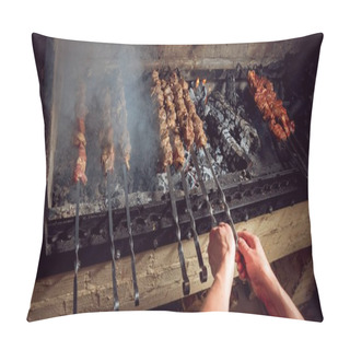 Personality  Cooking Warm Kebab On Skewer Pillow Covers
