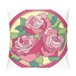 Personality  Stained Glass Window Flowers Rose Pillow Covers