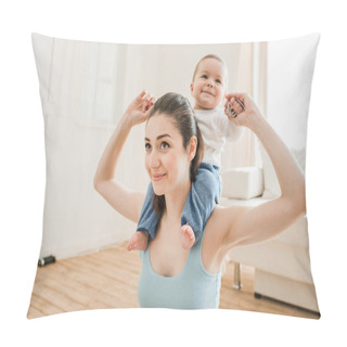 Personality  Mother Carrying Her Son Piggyback  Pillow Covers