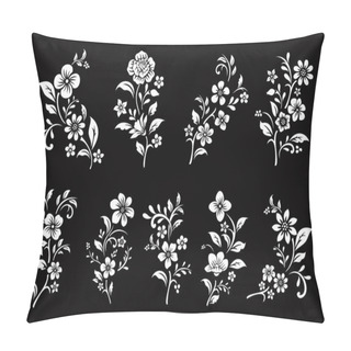 Personality  Set Of Black And White Flowers Cutting Pillow Covers