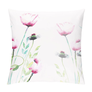 Personality  Pink Poppy Flowers Pillow Covers