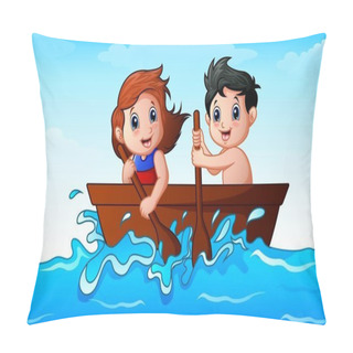 Personality  Children Rowing A Boat In The Ocean Pillow Covers