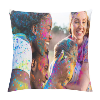 Personality  Happy Friends At Festival Of Colors Pillow Covers