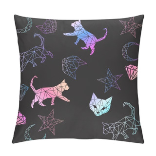 Personality  Print  Vector Abstract Polygonal Geometric Cat Pillow Covers