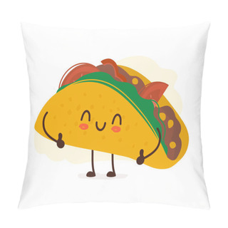 Personality  Tasty Cute Happy Smiling Taco Giving Thumbs Up Pillow Covers