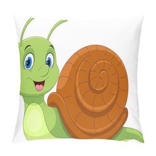 Personality  Cute Cartoon Snail Isolated On White Background  Pillow Covers