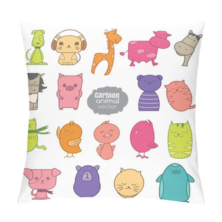 Personality  Colorful Cartoon Animal Icon Set.vector Illustartion Pillow Covers