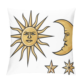 Personality  Sun, Crescent Moon And Stars Pillow Covers